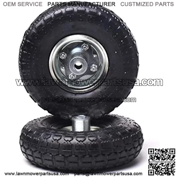 (4 Pack) AR-PRO 10" Heavy-Duty Replacement Tire and Wheel - 4.10/3.50-4" with 10" Inner Tube, 5/8" Axle Bore Hole, 1 3/4" Offset Hub and Double Sealed Bearings for Hand Trucks and Gorilla Cart - Image 3
