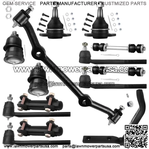 14pcs RWD Front Suspension Kit Inner Outer Idler Arm Adjuster Bushing Sway Bar Link Ball Joint Trailing Tie Rod Fits 1996-2003 For Chevy S10 1996-2001 For GMC Jimmy 1996-2003 Sonoma